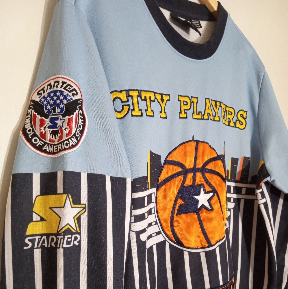 Starter Black Label City Players Blue and Black Sweatshirt - Picture 2 of 8